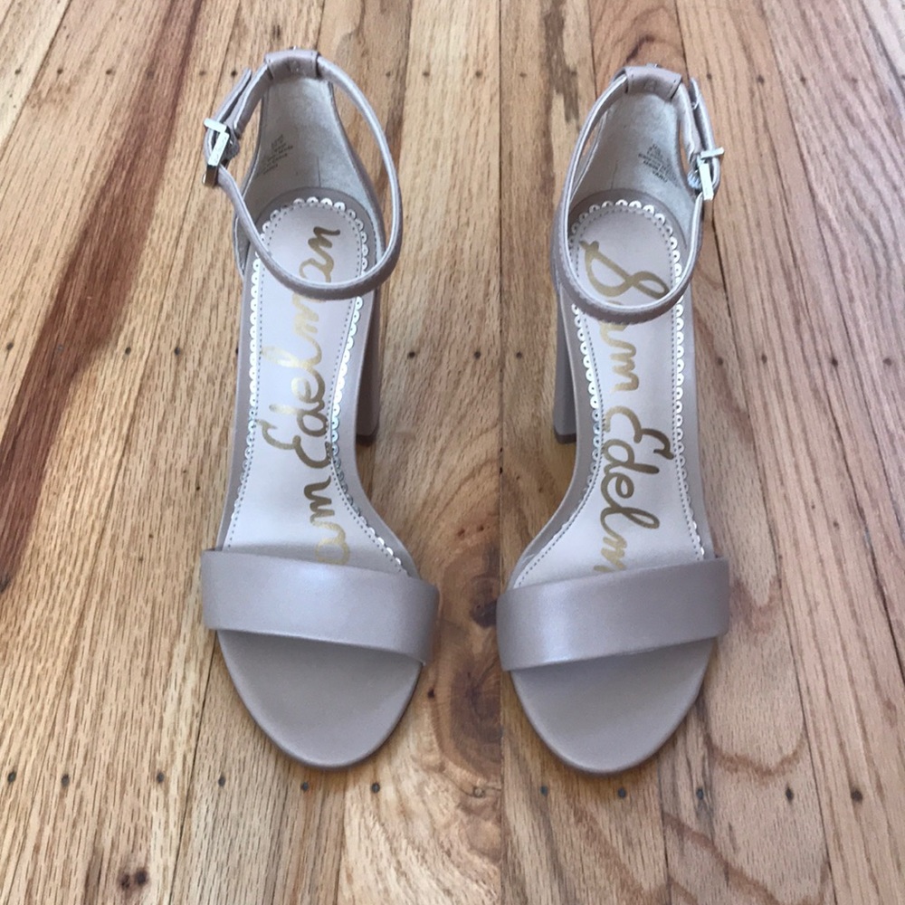 Sam Edelman Yaro Block Heel Nude Leather Size 4.5